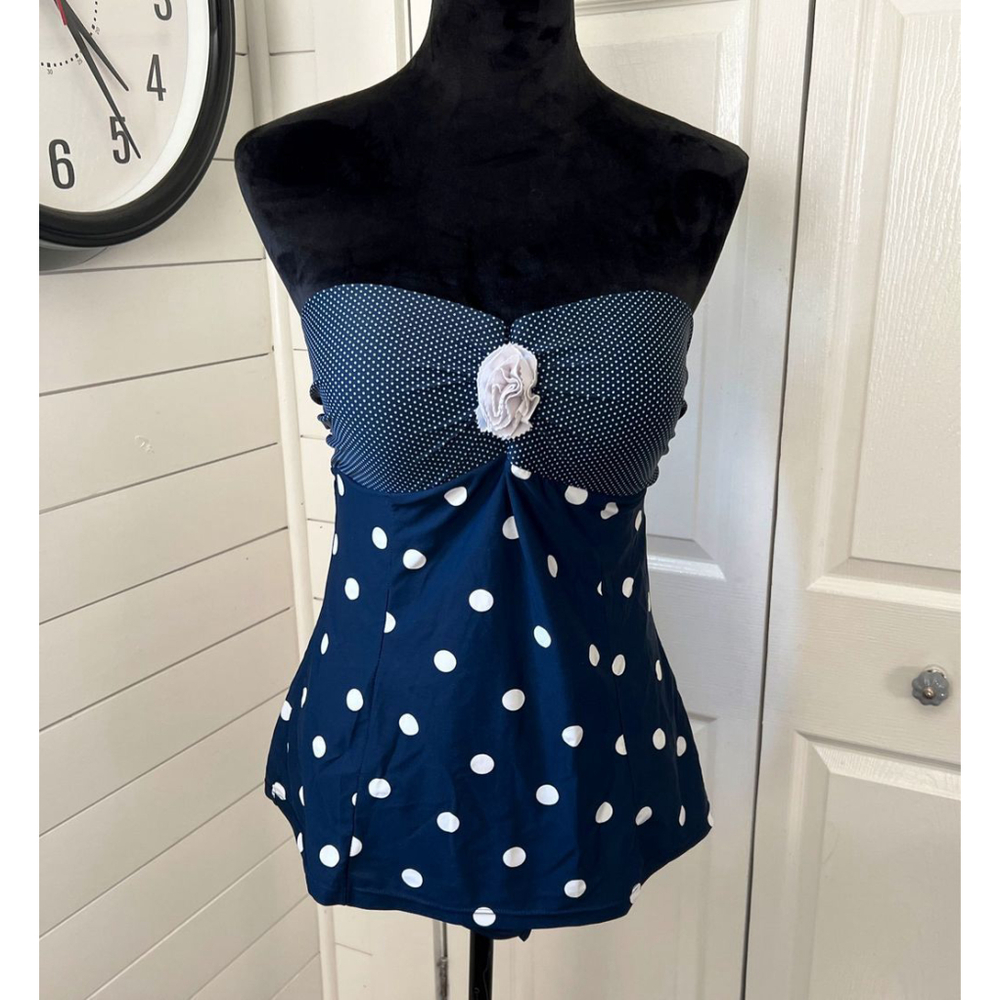 Navy Blue Polka Dot Swimsuit Size 20 - Picture 1 of 9